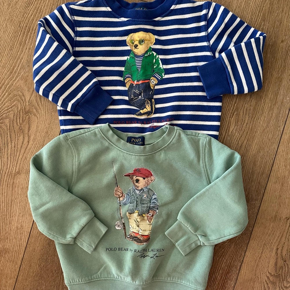Polo by Ralph Lauren Kids' Blue Striped and Green Bear Sweatshirts